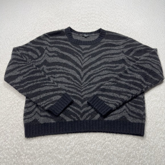 Rails Women's Sweater Cashmere Wool Chance Tiger Stripe Black Gray Pullover Sz S - Picture 1 of 8